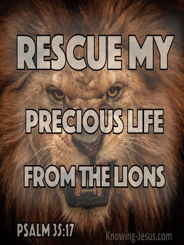 Psalm 35:17 Rescue My Precious Life From The Lions (brown)